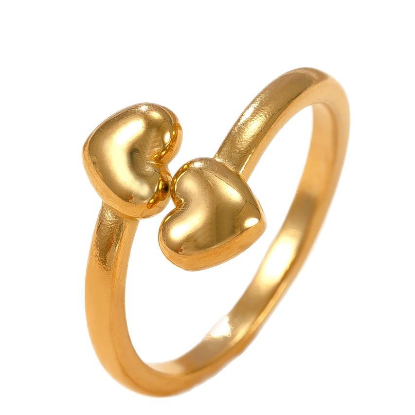 

Double Heart Open Finger Ring Women Stainless Steel Gold Color Trendy Rings Minimalist Zircon Christmas Gift Wholesale Open