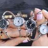 New Luxury Fashion Silver Bangle Bracelet for Women Watches Stainless Steel Retro Ladies Quartz Wristwatches Small Clock