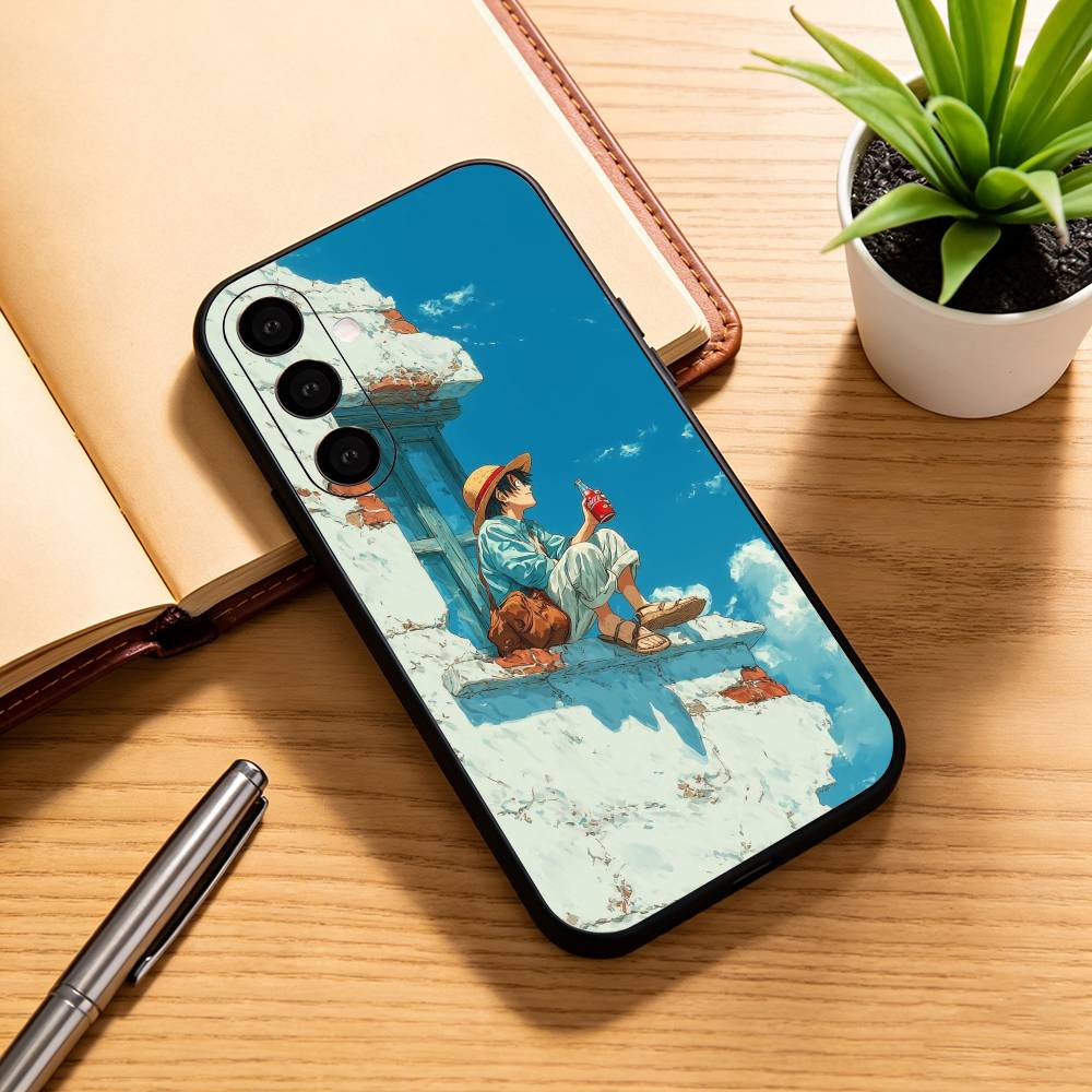 Luffy Straw Hat Calm Ocean Straw Hat Phone Case For Samsung Galaxy A73,A72,A71,A70,A53,A52,A51,Others Soft Black Cover