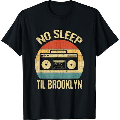 No Sleep Til Brooklyn Retro Old School Stereo Ghetto Blaster Koszulka