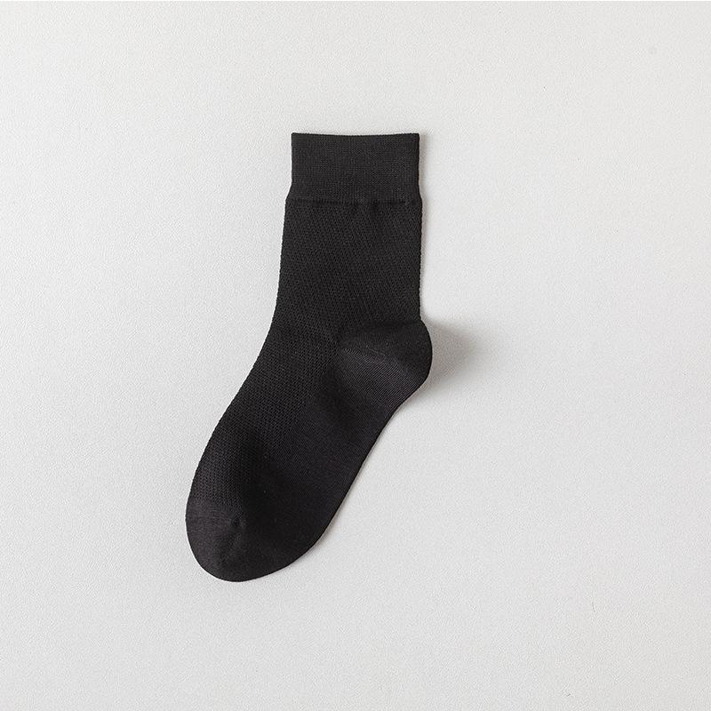 Women's Summer Thin Cotton Pure Color Mesh Breathable Boneless Sweat Absorbable Tube Socks
