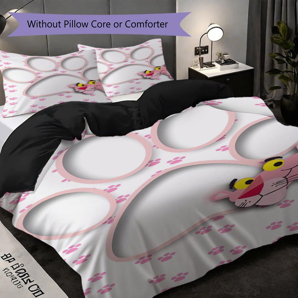 Biancheria da letto con impronta di zampa della Pantera Rosa Senza Imbottitura 1 Copripiumino 2 Federe Senza Imbottitura Set Biancheria da Letto Regalo di Natale Compleanno Morbido e Confortevole