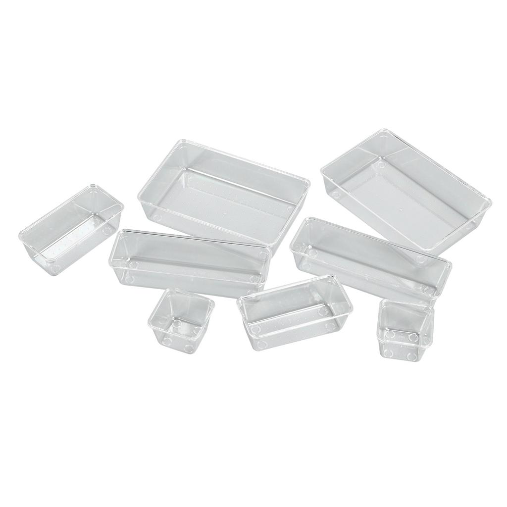 Clear Plastic Storage Box PS 8PCS Stratified Storage Stackable Clear Organizer Box for Jewelry Craft Tackles Tools