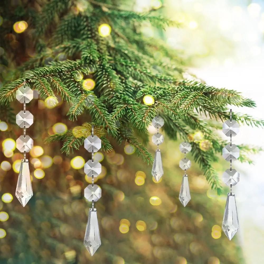 Acrylic Christmas Ice Pendants Crystal Clear Snowflake Icicle Xmas Tree Hanging Pendant Ornaments New Year Home Party Decoration