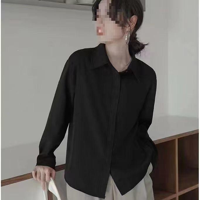 WTEMPO Women Satin Short Sleeve Shirt Elegant Lapel V Neck Blouse Smooth Office Commuter Solid Color Casual Work Top