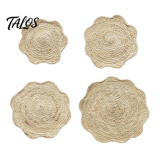 Placemat for Soup Pots Natural Corn Husk Placemat, Heat Resistant Non Slip Temperature Insulating Table Mat, Floral Design, Durable Grass Weaving