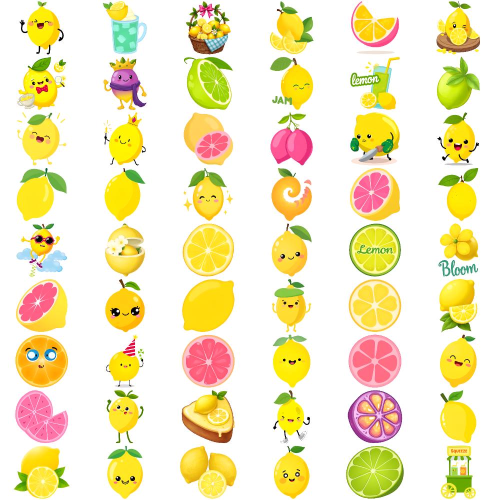 54pcs Temporary Tattoo Lemon Stickers Temporary Tattoo Stickers Fruit Stickers Cartoon For Girls Arms Shoulders
