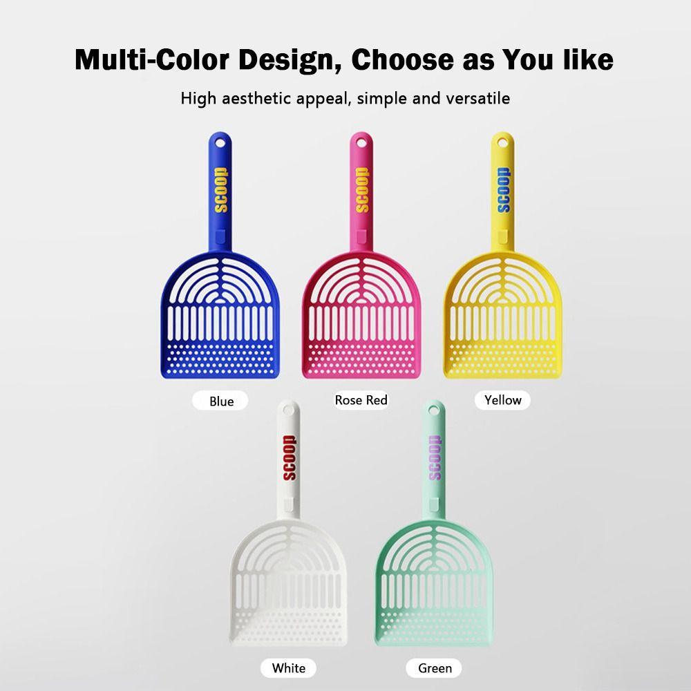 Plastic Material Cat Litter Scoop Large Size Durable Construction Cat Cleaning Tool Long Handle Fine Pores
