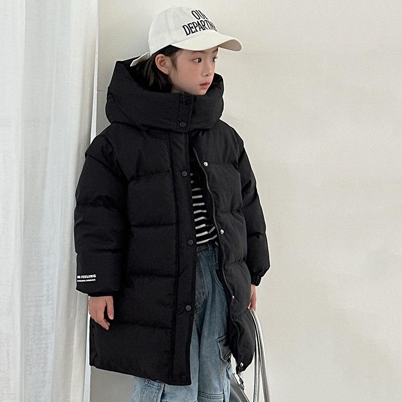 Palton de iarnă de lungime medie, căptușit cu bumbac, stil coreean, pentru băieți și fete, 2025