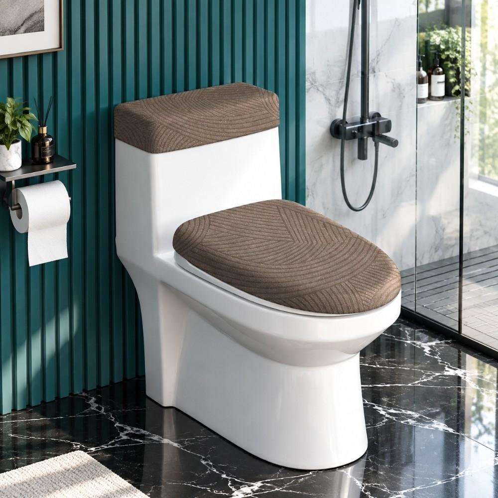 1 Set Machine Washable Toilet Tank Lid Cover Set Dustproof Bathroom Toilet Cover Set  Hotel
