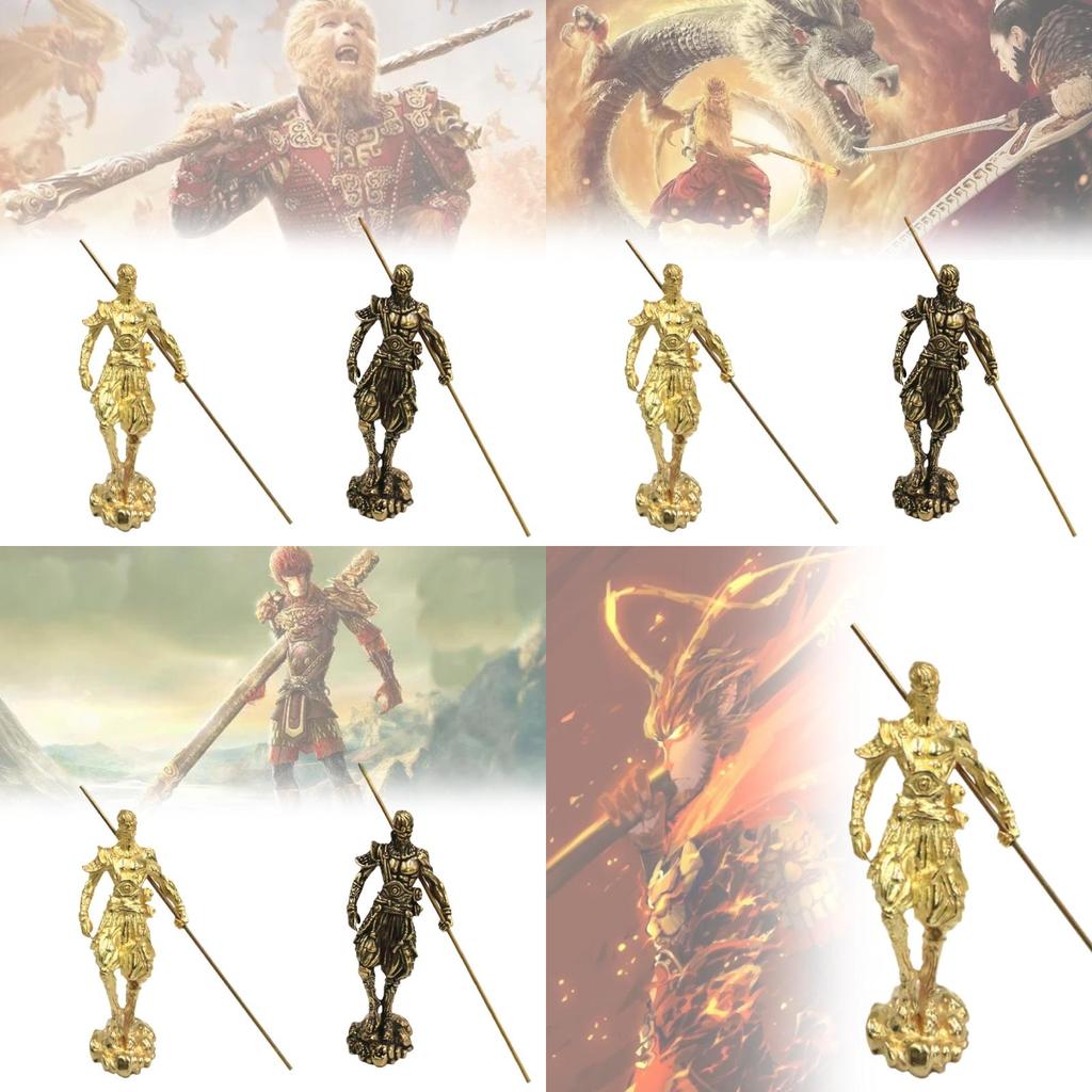 Einzigartige Antik-Stil Sun Wukong Messingstatue Majestätische Desktop-Kunst für Sammler