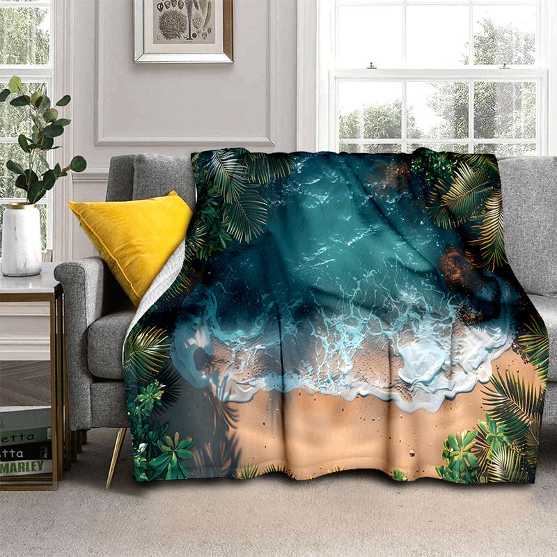 2025 New Style Sea Water Beach Reef 3D Nature Scenery Blanket,Soft Throw Blanket for Home Bedroom Bed Sofa Travel Picnic Cover