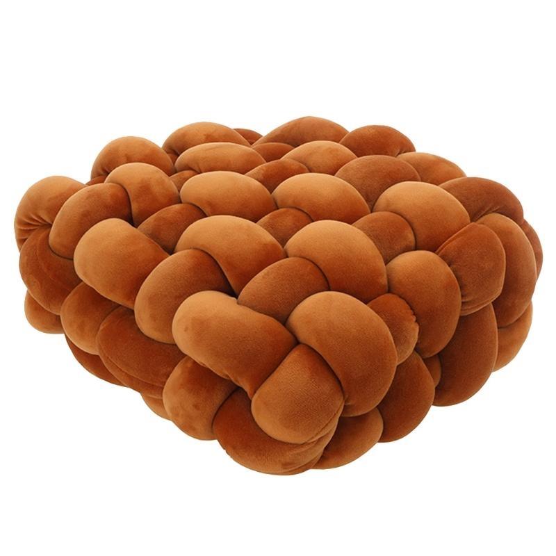 Nordic Handmade Woven Plush Square for Seat Back Cushion Knotted Stuffed Color Thick Chair Pad Floor Waist Pillow