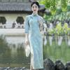 Purple National Style New Chinese Long Autumn Long-sleeved Cheongsam Improved Young Women's High-end Sense Retro Slim Spring and Autumn