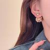 Vintage Pearl Flower Earrings for Women Luxury Temperament Ear Studs Female Gold Color Stud Earring 2024 Fashion Zircon Wedding