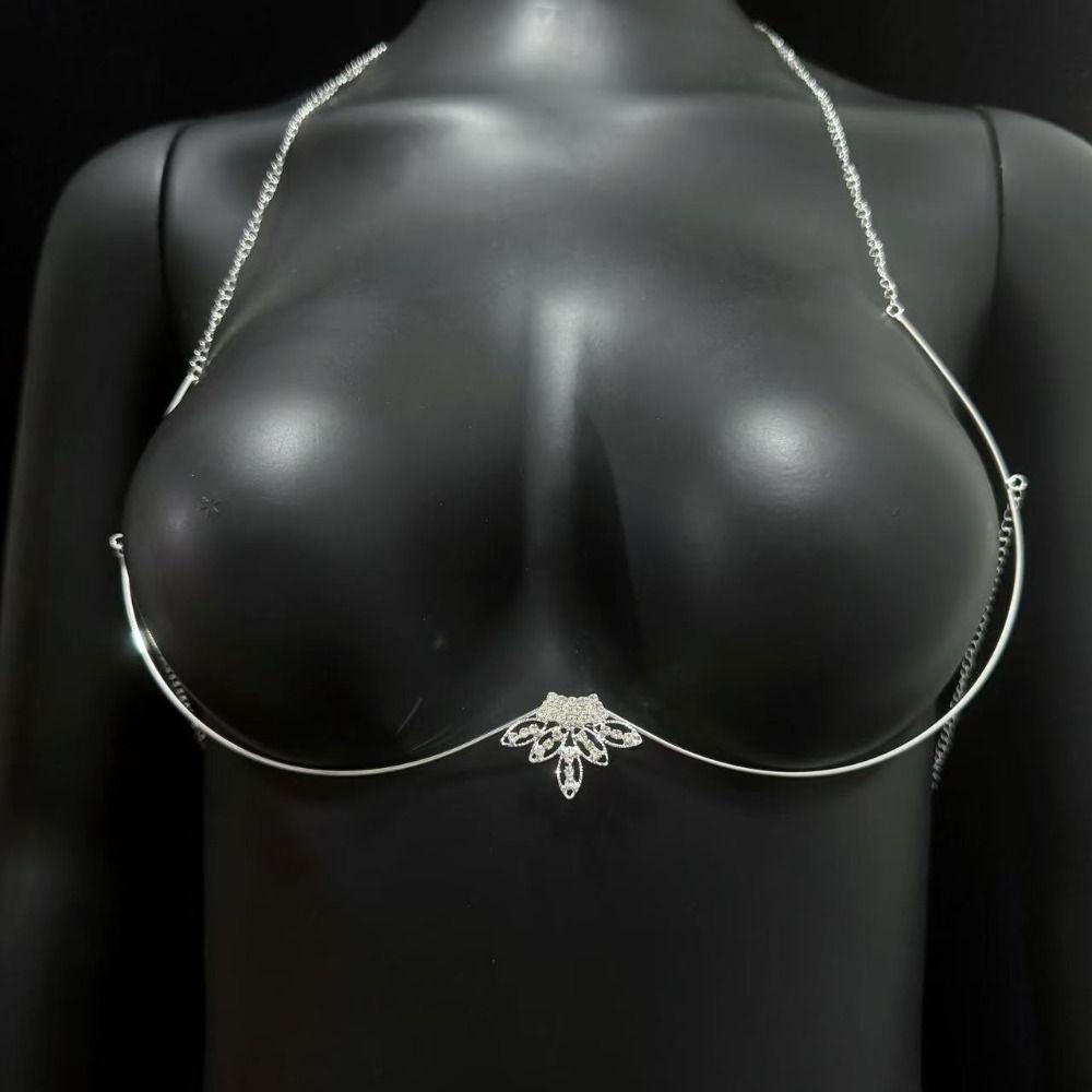 Lingerie Chest Bracket Chain Zircon Leaf Bikini Crystal Chain Rhinestone Breast Chain  Women