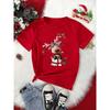 Damen Weihnachten Rentierdruck T-Shirt Lässig O-Ausschnitt Kurzarm T-Shirt Niedliches T-Shirt Schwarz Geeignet für Alle Jahreszeiten T-Shirt Tops