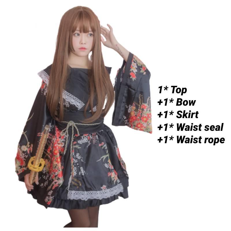 Kimono Cosplay Japanese Costume Stage Performance Outfit Girls Multiple Colors