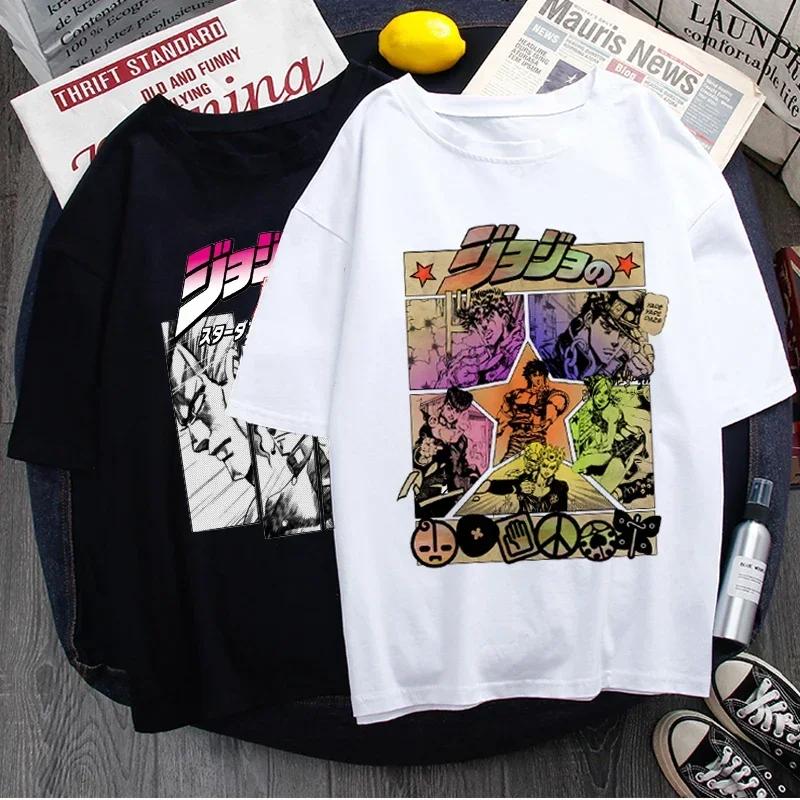 Funny cartoon T-shirt for JoJos Bizarre Adventurestylish Japanese anime T-shirt for womensummer graphic hip-hop top