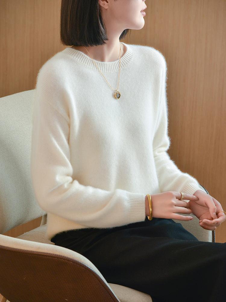 Women's Cashmere Sweater Qinghe Cashmere 30% Cashmere 70% Wool Autumn and Winter Cashmere Pullover Soft and Warm