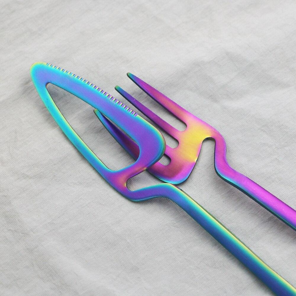 4-częściowy matowy zestaw sztućców tęczowych ze stali nierdzewnej Zestaw sztućców Nóż Widelec Kawa Lody Łyżka Zestaw obiadowy