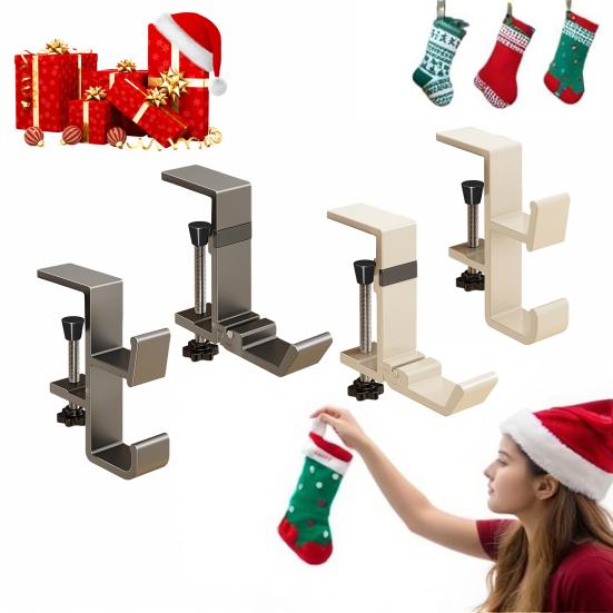 1/2Pcs Fireplace Stocking Holder Metal Christmas Wreath Hanging Rack Strong Load-bearing Adjustable Design Garland Hook Mantel Hanger