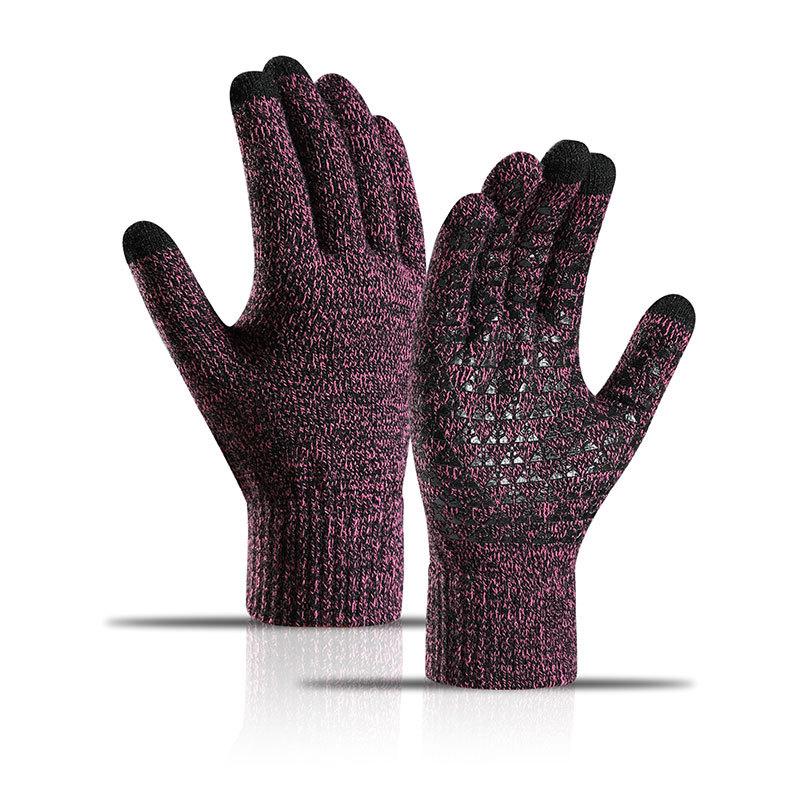 3sets Women Men Warm Winter Touch Screen Gloves Cold Warm Wool Knitted Gloves Wool Full Finger Outdoor Cycling Driving Glove