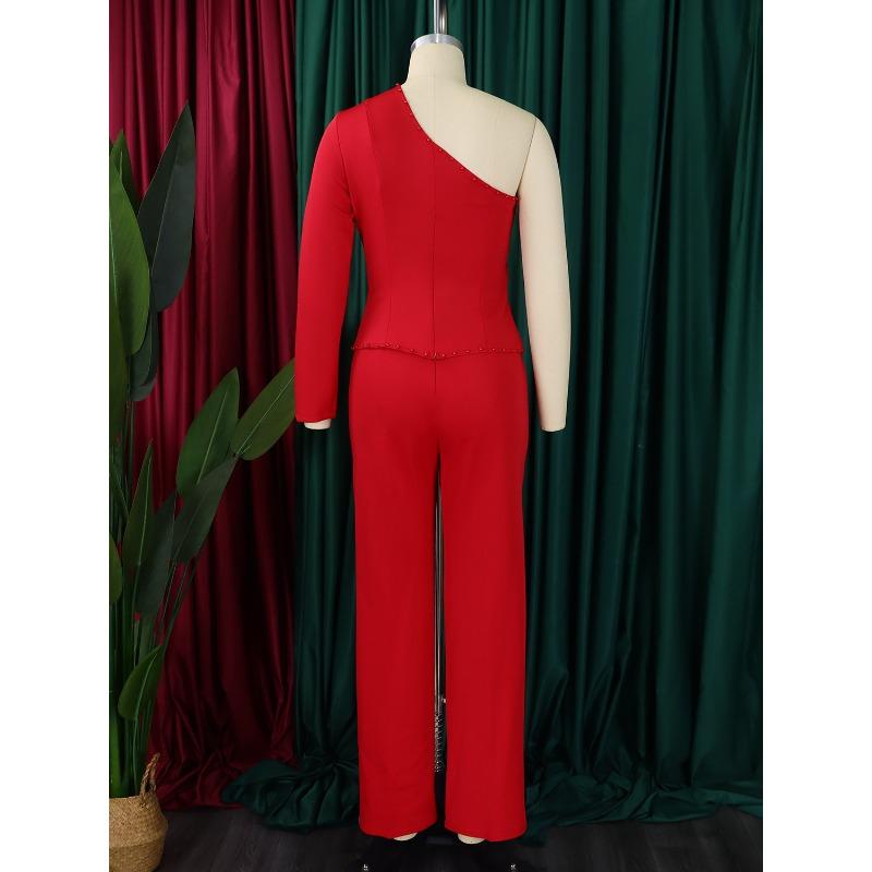 YYFS Damenmode Casual Sommer Frühling Einfarbig Druck Langarm Schrägkragen Blusen & Hemden Hosen Hosen Anzüge