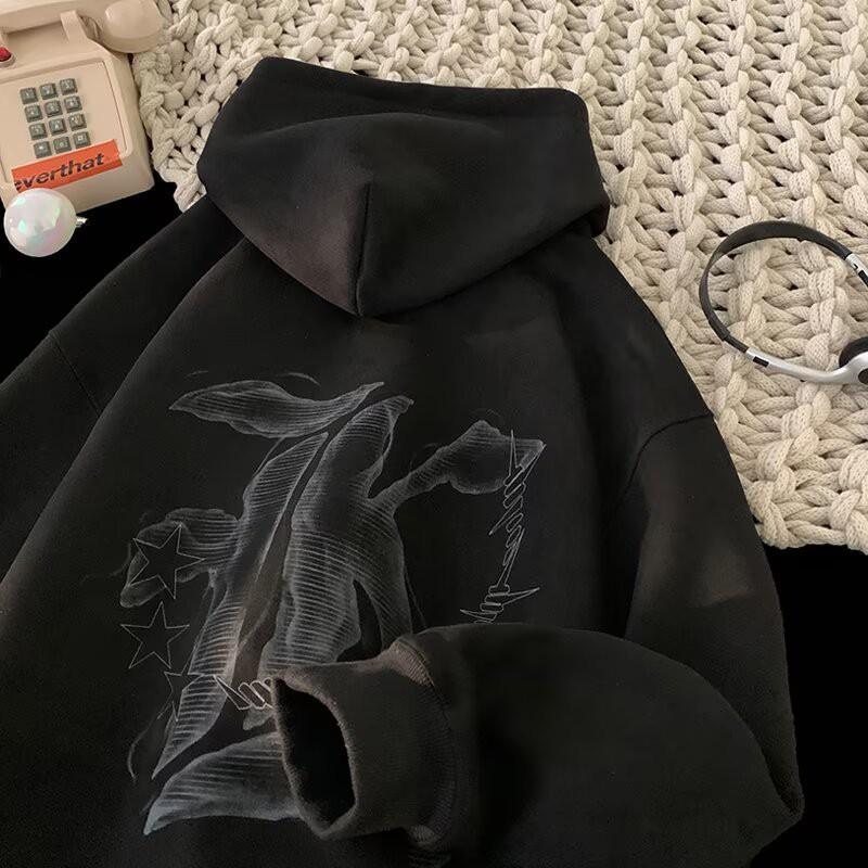 Unisex Heavyweight Fleece Hoodie With Letter Print Soft Suede-like Fabric Oversized Fit Winter Streetwear