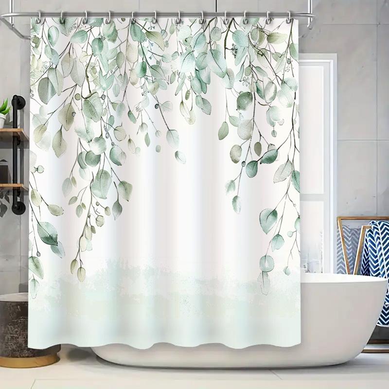 Minimalist Modern Green Plant Style Home Decor Shower Curtain Waterproof and Durable Easy to Clean and Maintain  Non Transparent