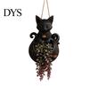 Decorative Bat Flower Basket Halloween Hanging Planter for Indoor Outdoor Use, Gothic Cat Witch Raven Plant Pot Porch Holder, Spooky Wall Mounted