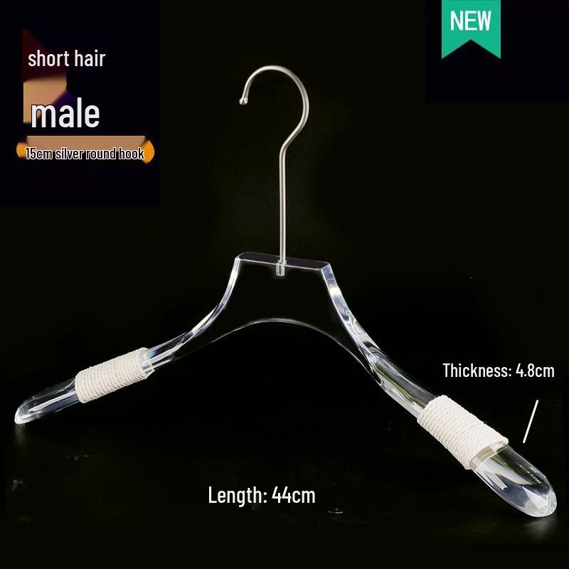 Acrylic Non-slip Clothing Hanger with Pant Clips for Men, Women, and Children - Transparent Plastic with Logo