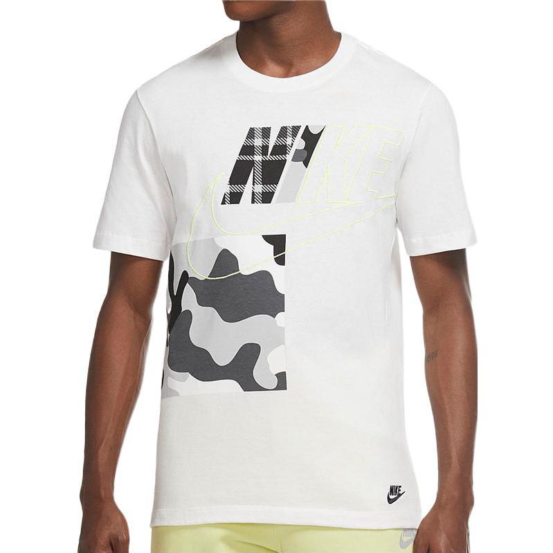 Nike T-shirt à manches courtes et col rond camouflage imprimé lettre homme hauts blanc DC2748-100