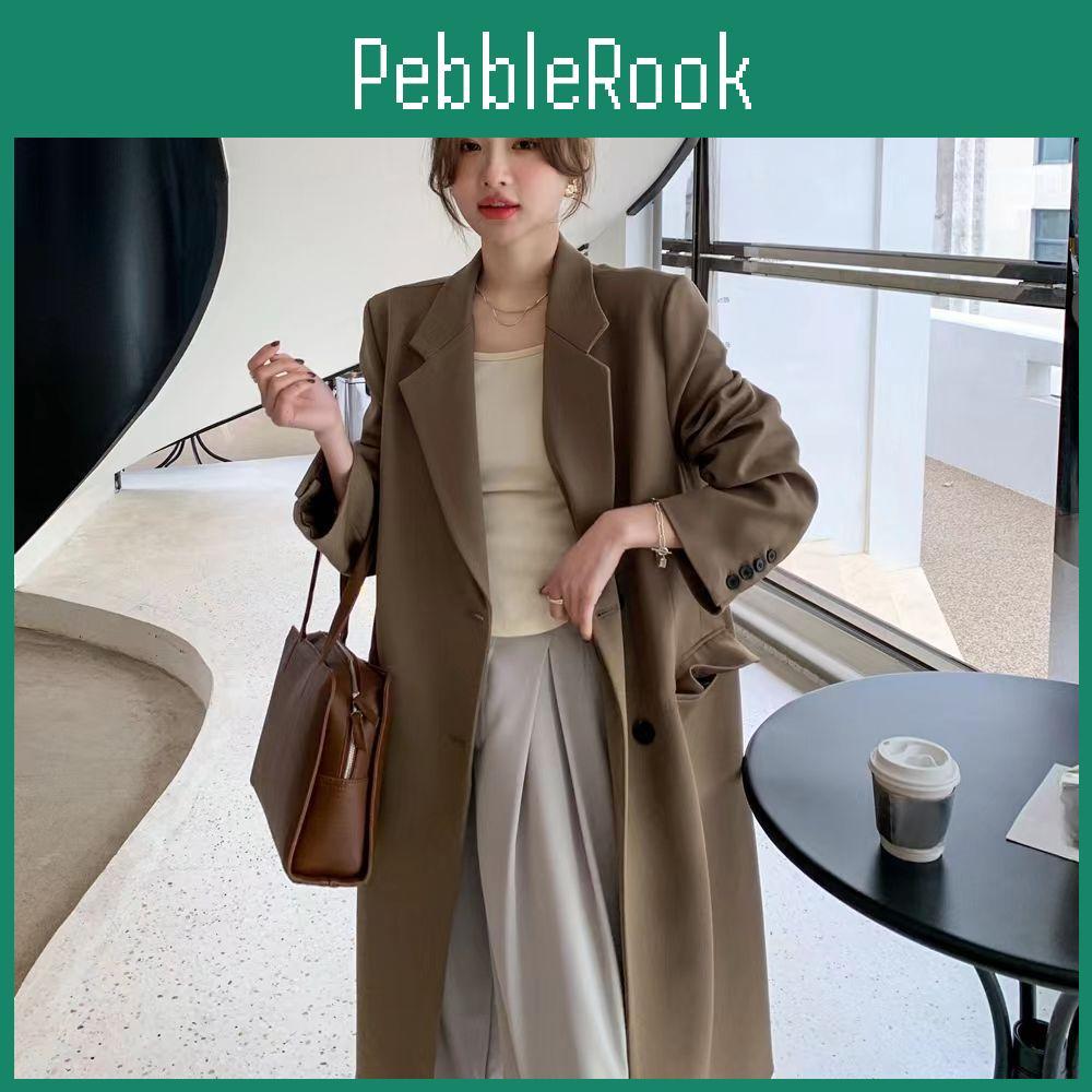 Korean Style And Loose Casual Long Suit Coat With Kneelength Windbreaker For Autumn And Spring