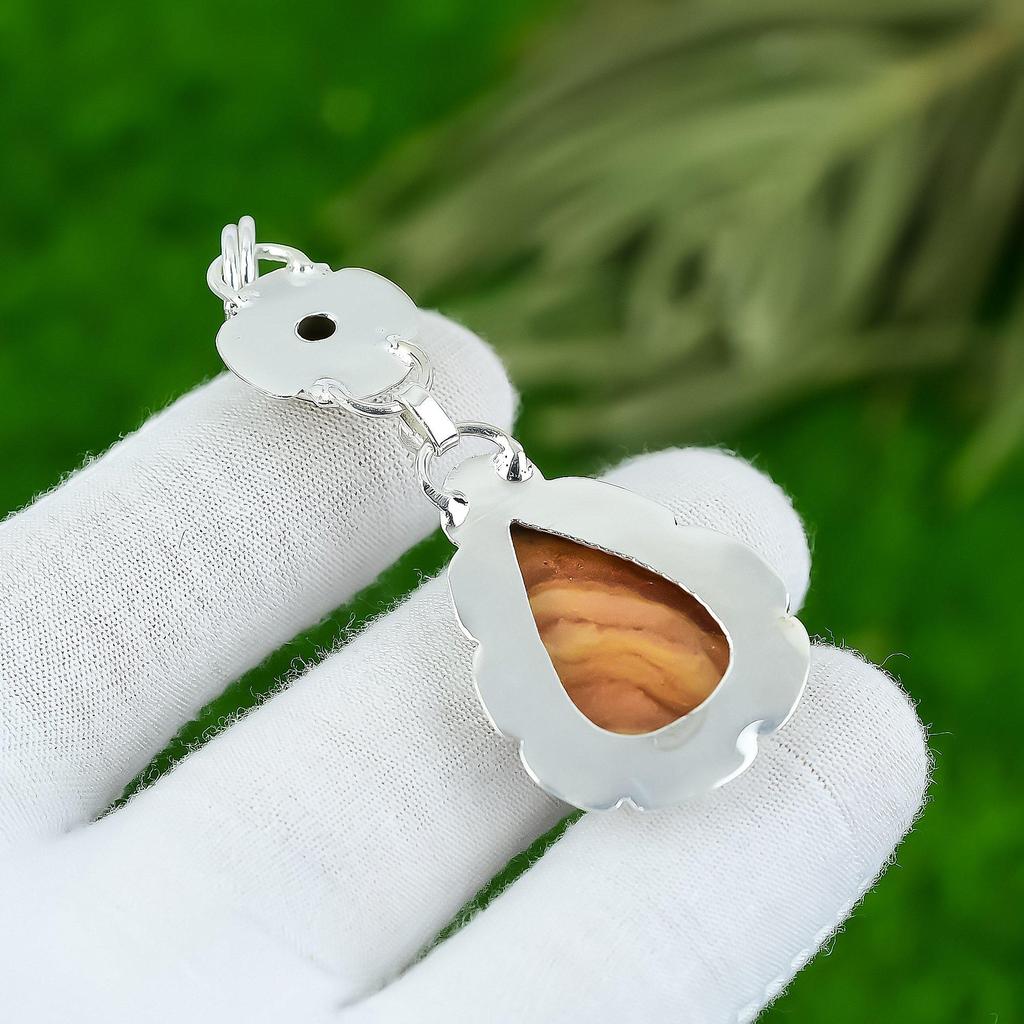 Natural Red Snake Skin Gemstone Pendant 925 Sterling Silver Indian Jewelry