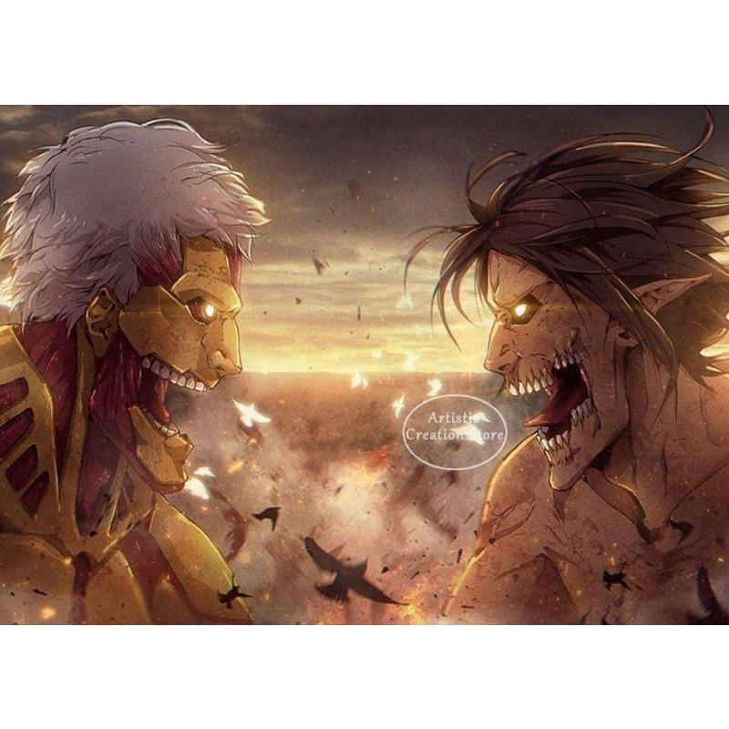 

Атака Титанов Холст Арт Постер Аниме Декор Стен для Спальни Игровой Комнаты 21cm×30cm NoFrame