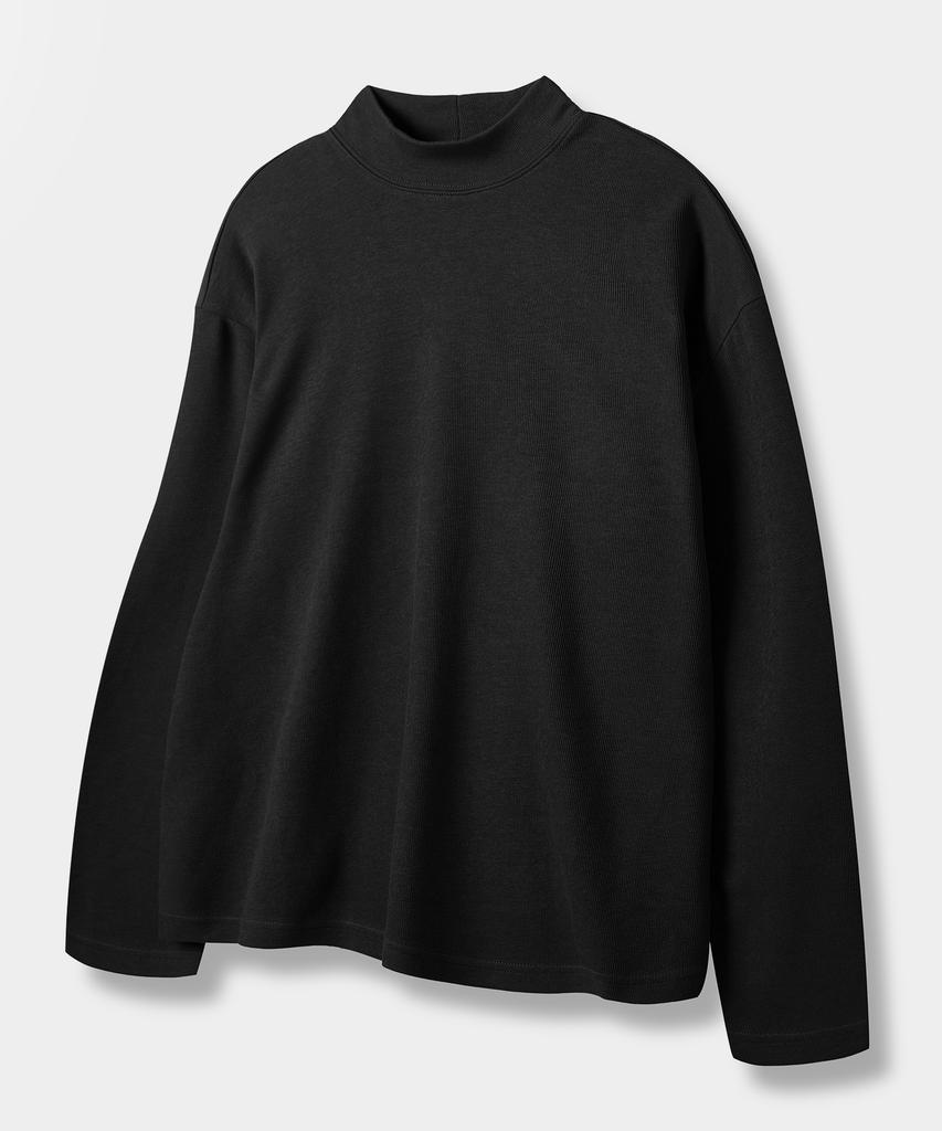 Dimiteulibeullaeg Comfort Half Mock Neck Knit T-Shirt_Black