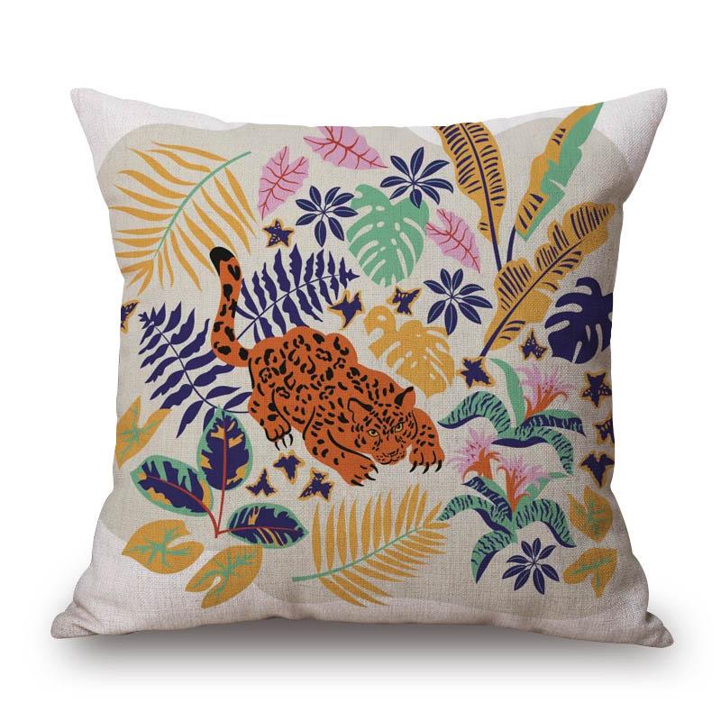Dschungel Tiger Leopard Tiere Malerei Kissenbezug Heimdeko Kissenbezüge Dekorative Kissen für Sofa Kissenbezug