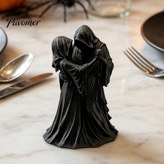 Niche Gotische Verzamelingen Dansend Lijkwade Man en Vrouw Beeldje, 3D Geprint Gehuifd Skelet Spookachtige Cadeaus Standbeeld, Donkere Esthetiek Tafelblad Decoratie,