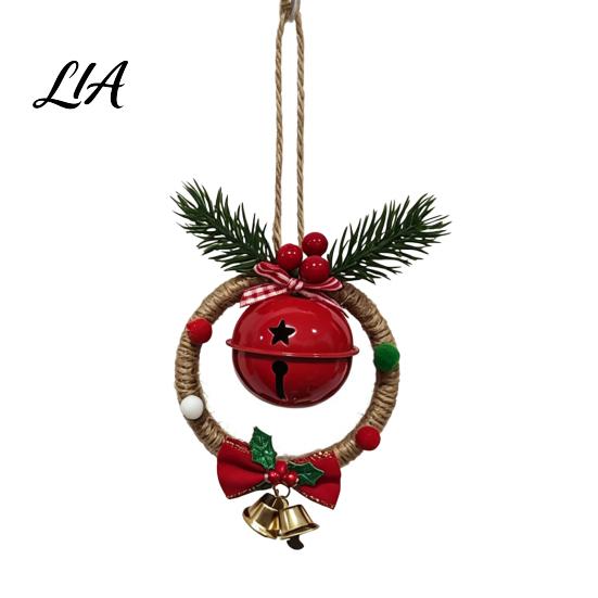 Rustic Holiday Ornaments Christmas Bell Pendant for Decor, Metal Hanging Ornament with Room Decor Hemp Rope Tree Wall And Door Decoration