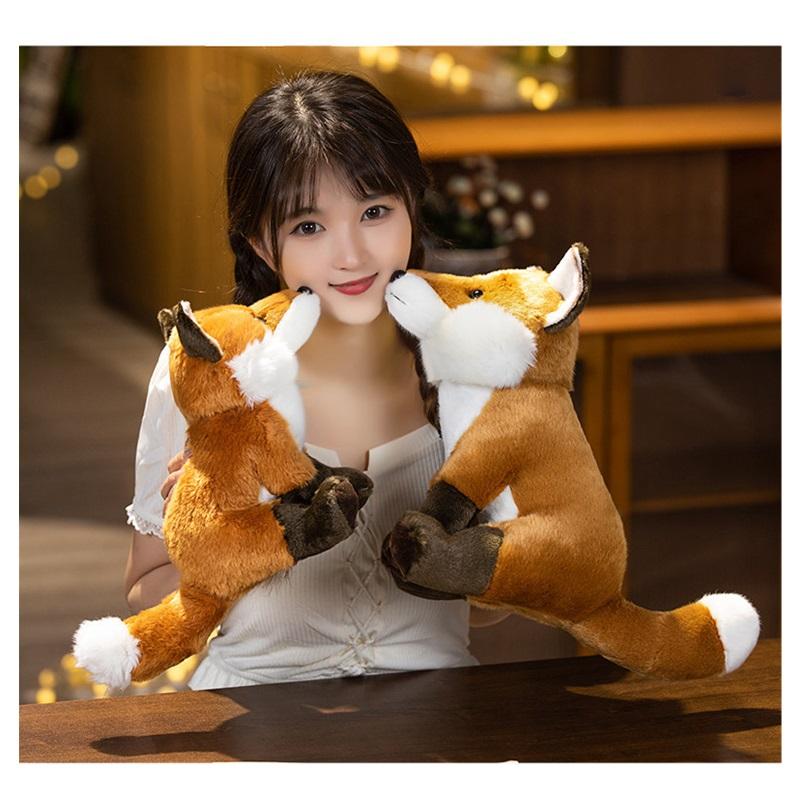 Fox Simulation Ornament Gift Plush Animal Plush Toy Doll Soothes Sleeping Gift Pillow