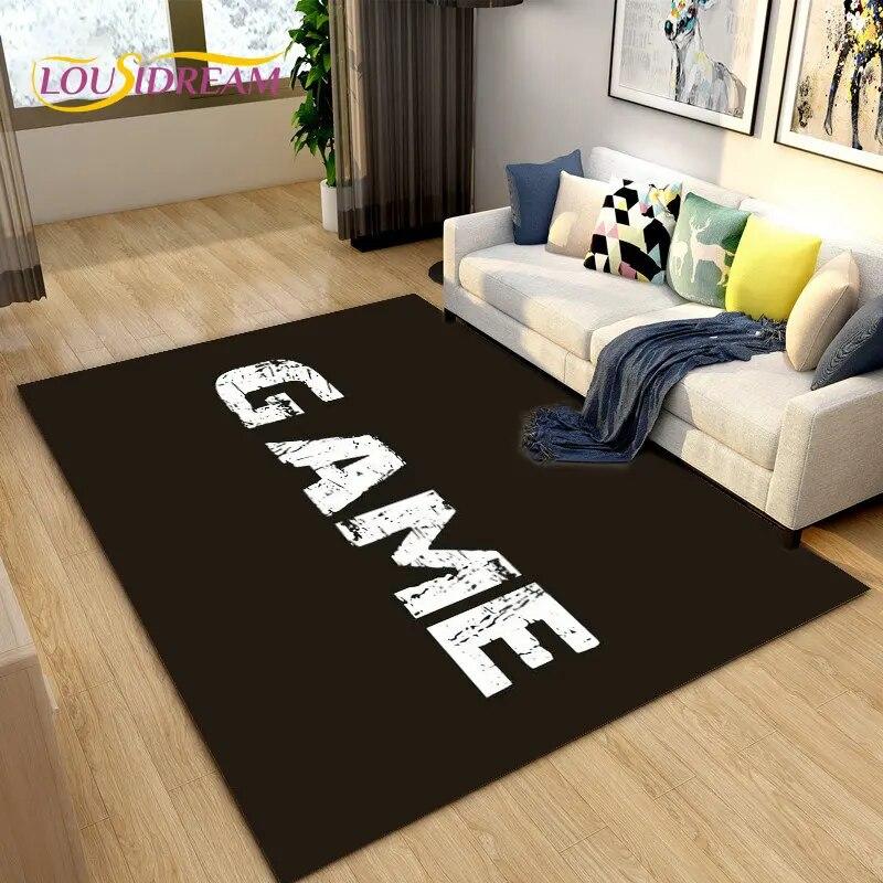 3D-Cartoon-Gamer-Game-Over-Bereichsteppich, groß, Teppich für Wohnzimmer, Schlafzimmer, Sofa, Fußmatte, Dekoration, Kinder spielen, rutschfeste Bodenmatte