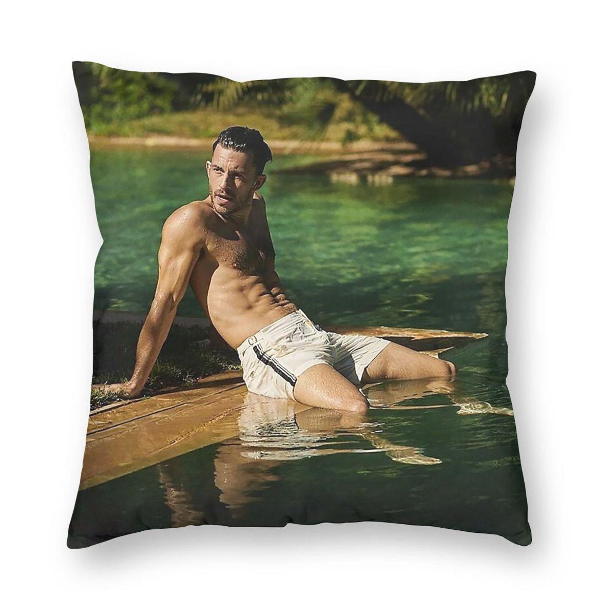 Jonathan Bailey Shirtless Sexy Pillowcase Polyester Linen Velvet Printed Zip Decorative Throw Pillow Case Sofa Cushion Cover Peach skin 18*18(CM)-1Pcs