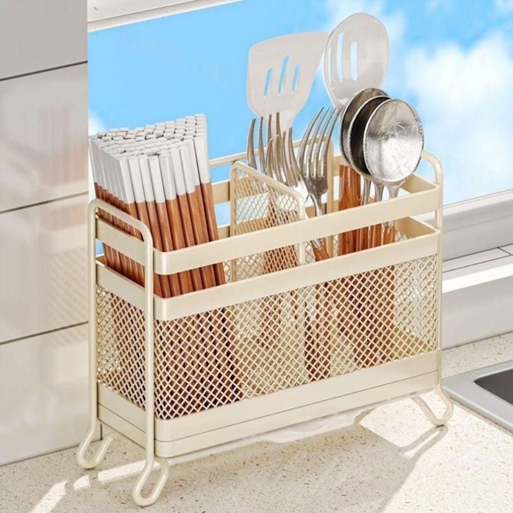 Multi Compartment Cutlery Draining Rack Wall Mounted Chopsticks Storage Holder Kitchen Storage