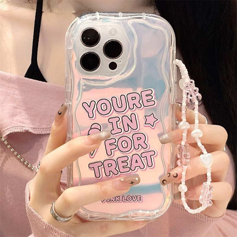 Zhitai Transparent Cream Pattern Case with Bracelet for Apple iPhone 12/14/15/16 Pro, Suitable for XS