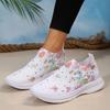 Large Size Casual Women's Shoes 2024 New Running Shoes Printed with Floral Rhinestones for Casual Sports