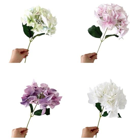Real Touch Artificial Hydrangea Flower 14 Inch Large Full Faux Silk Hydrangea Flower with Stem for Floral Arrangement Home Table