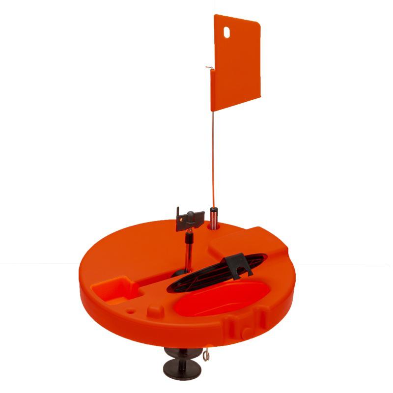 Ice Fishing Platform with Auto Flags and Orange-Red Floats - Winter Outdoor Gear with Anti-Freeze Features
