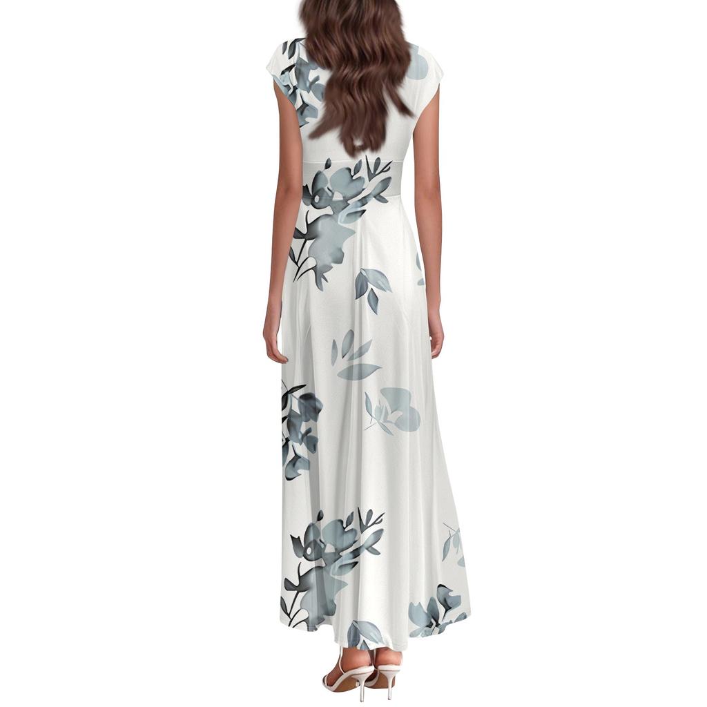 Boho Dress For Women Casual Loose Fit Summer Sundress Floral Print Dress With Pocket