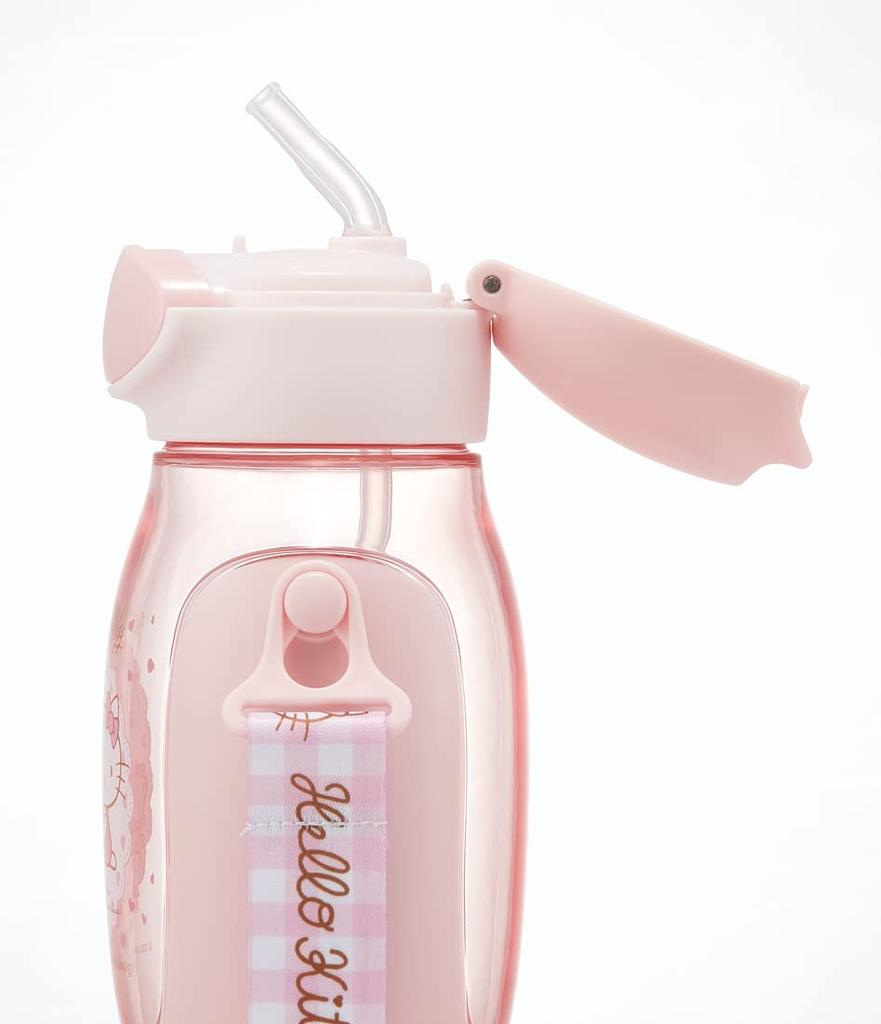 Skater Water Bottle with Straw 530ml Hello Kitty Straw Water Bottle One Push for Children Girls PDSH6DX-A